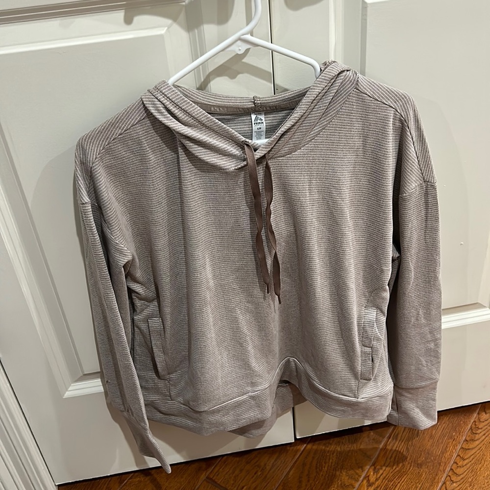 Cute hooded pull over size small, RBX, light brown and white striped